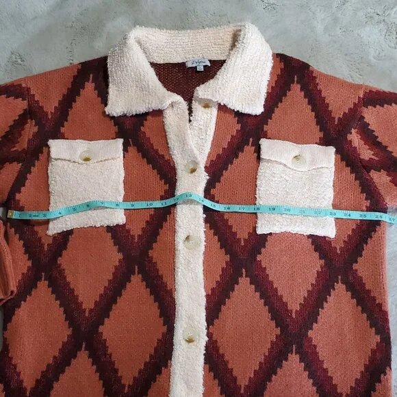 Polagram Parkside Knit Shacket Sherpa Trim Thick Winter Coat Women’s L - Picture 11 of 11